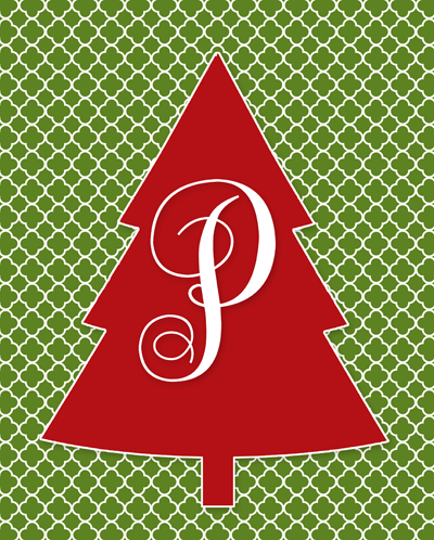 Free Monogram Christmas Tree Printable | Letters A-Z available | Instant Downloads