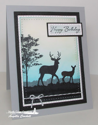 NCC Deer Silhouette Greetings, ODBD Custom Double Stitched Rectangles Dies, Card Designe Angie Crockett