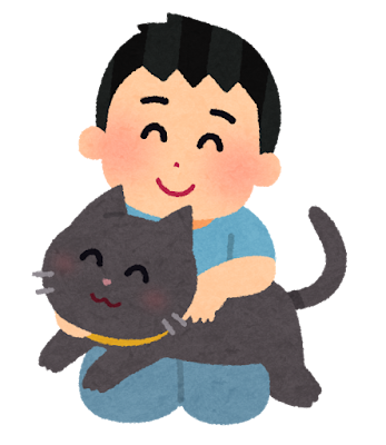 猫と男の子のイラスト（ペット）