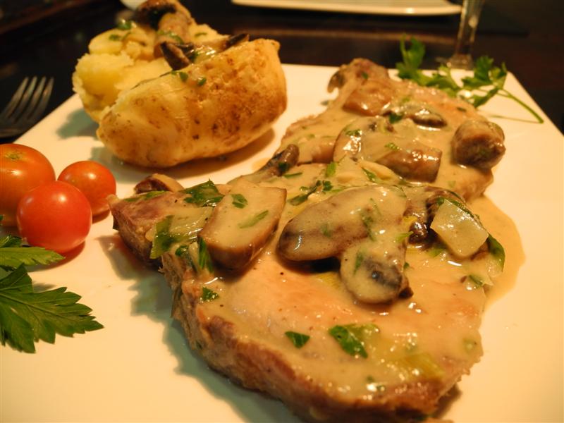 Cerdo con salsa de Portobellos