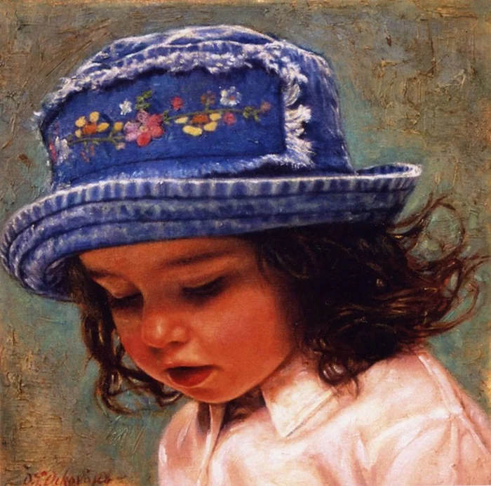 Children in art | Odysseas Oikonomou 1967 | Albanian-Born Greek Portrait painter 