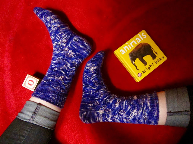 Starry Starry Night socks (Embossed Leaves by Mona Schmidt from Interweave's Favorite Socks)