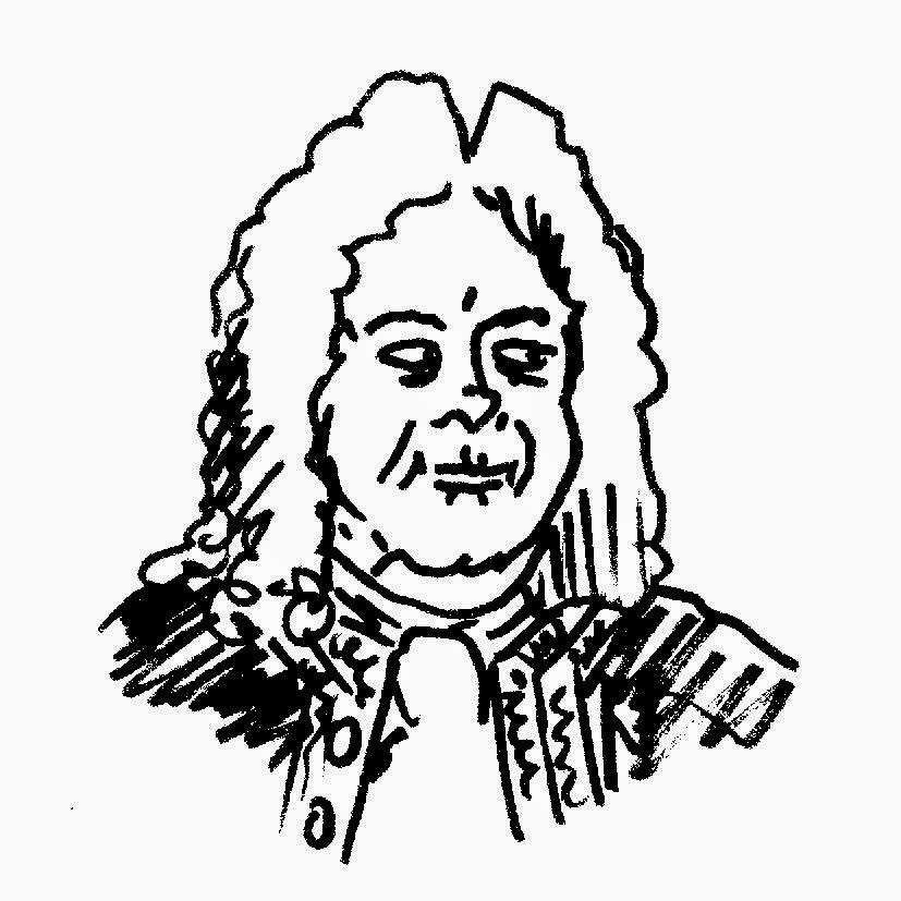 sketch of George Frideric Handel by David Borden, (c) 2015