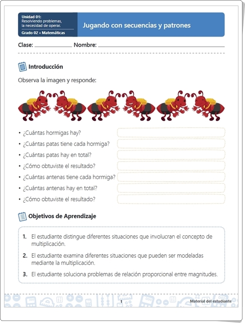 "Identificación del concepto de multiplicación" (Fichas de Matemáticas de Primaria)