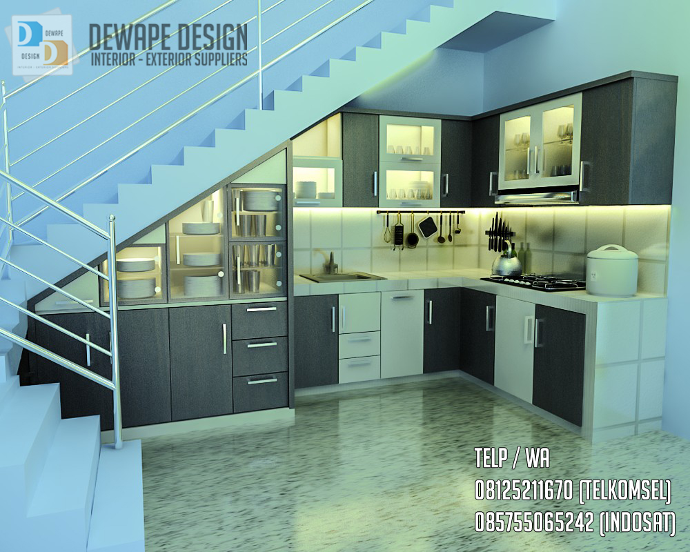 Model Kitchen Set Di Bawah Tangga di Kediri | Design Interior dapur