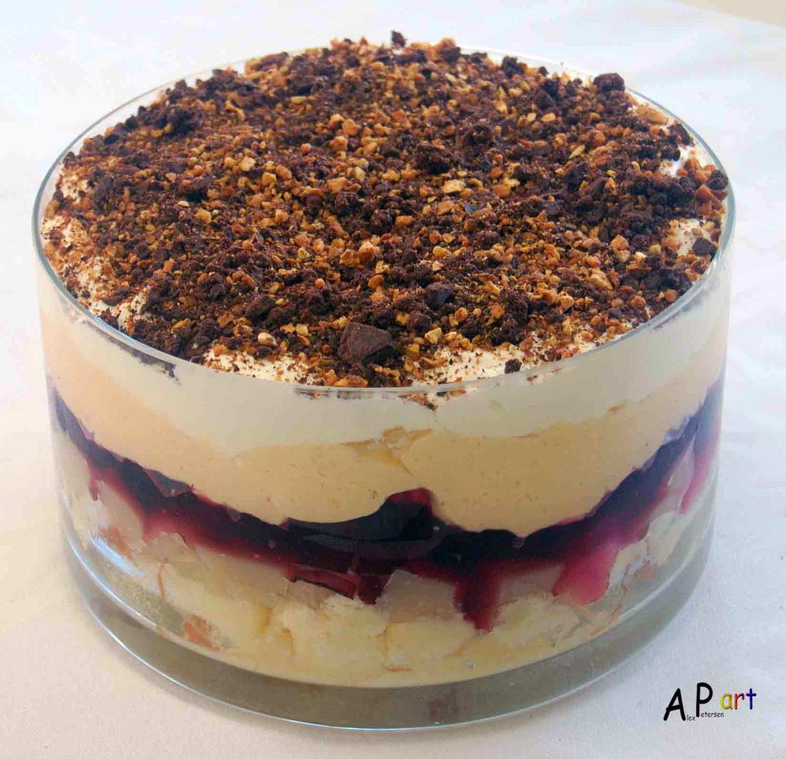 Alex the Contemporary Culinarian Pear Marsala and Cherry Jelly Trifle