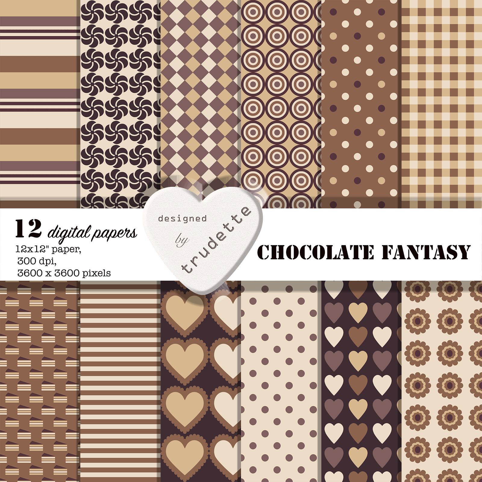 trudette Chocolate paper pack digital download