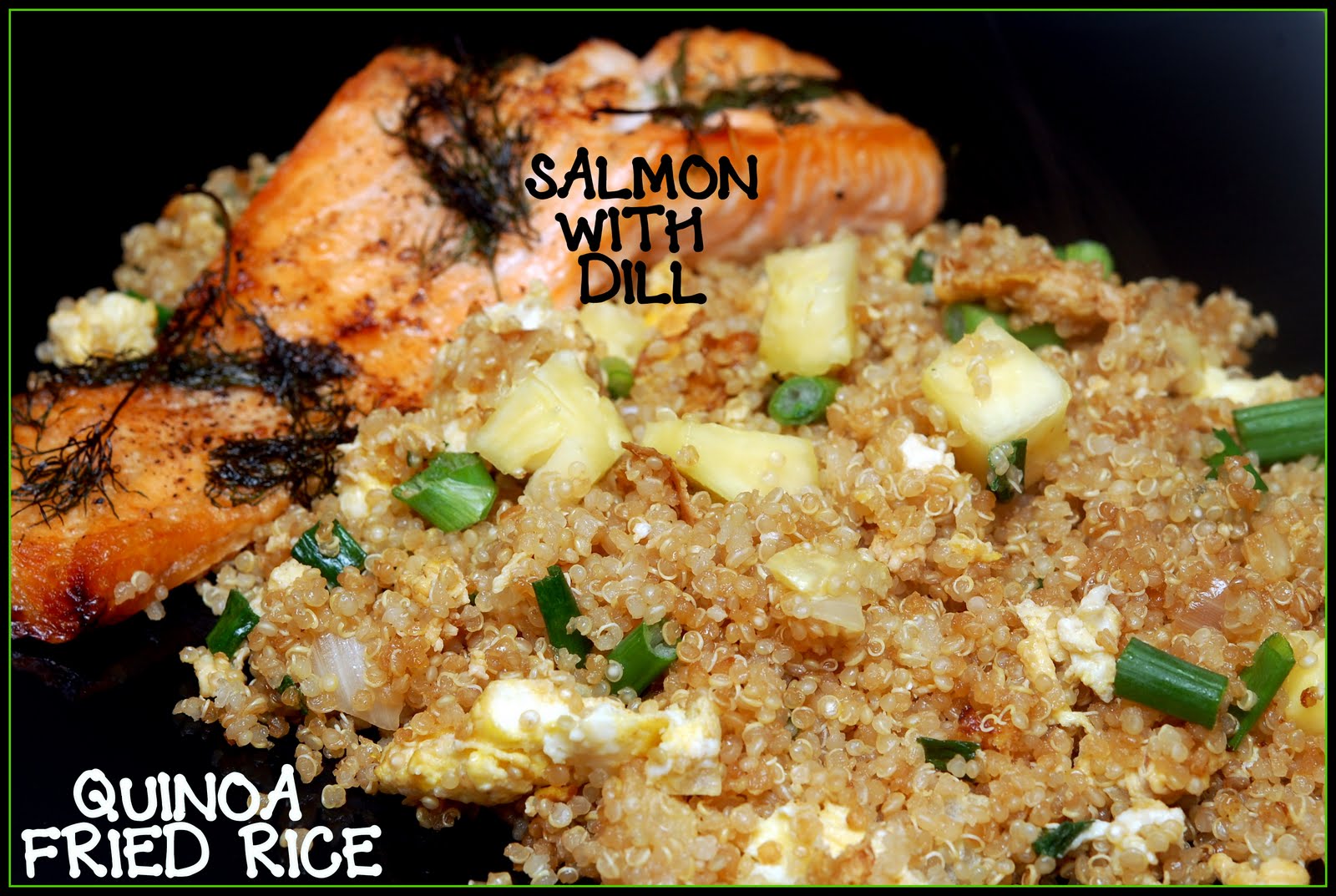 QUINOA FRIED RICE AND SALMON! Hugs and Cookies XOXO