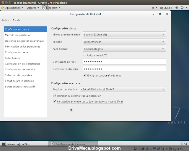 DriveMeca instalando Linux Centos con kickstart de forma automática