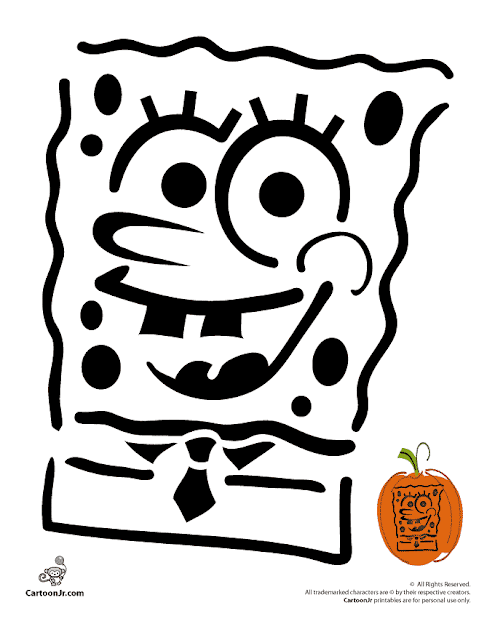 Printable halloween spongebob squarepants pumpkin stencil design carving template