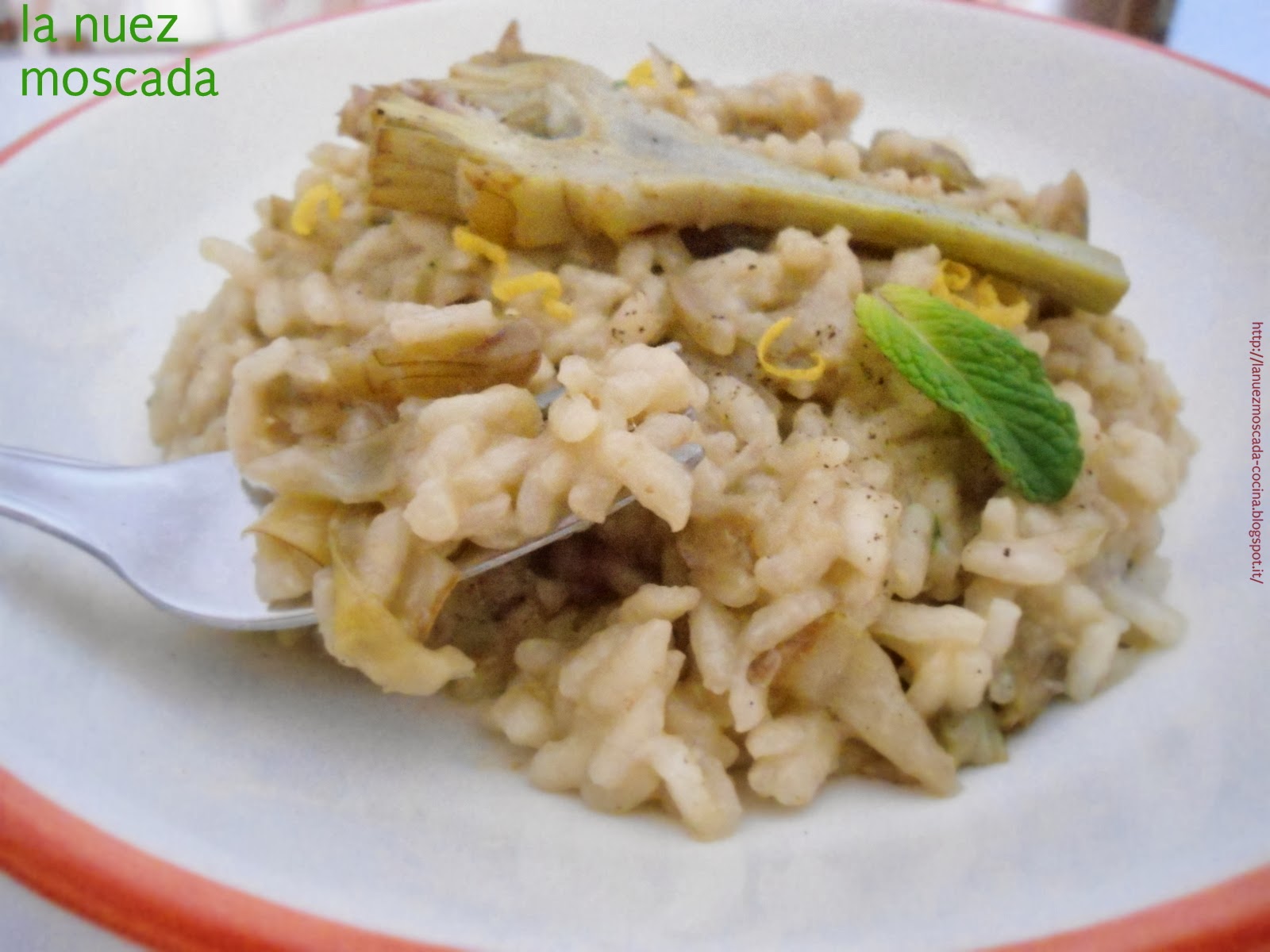 risotto de alcachofas a la menta