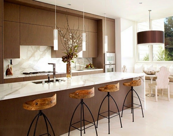 Large pendant lights in the dining room