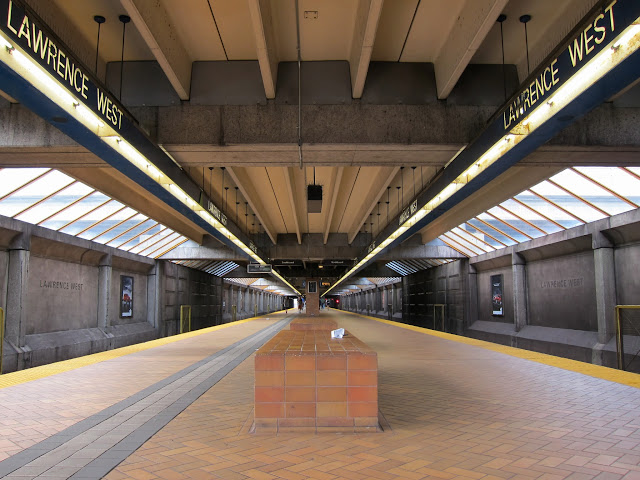 Lawrence West subway platform view