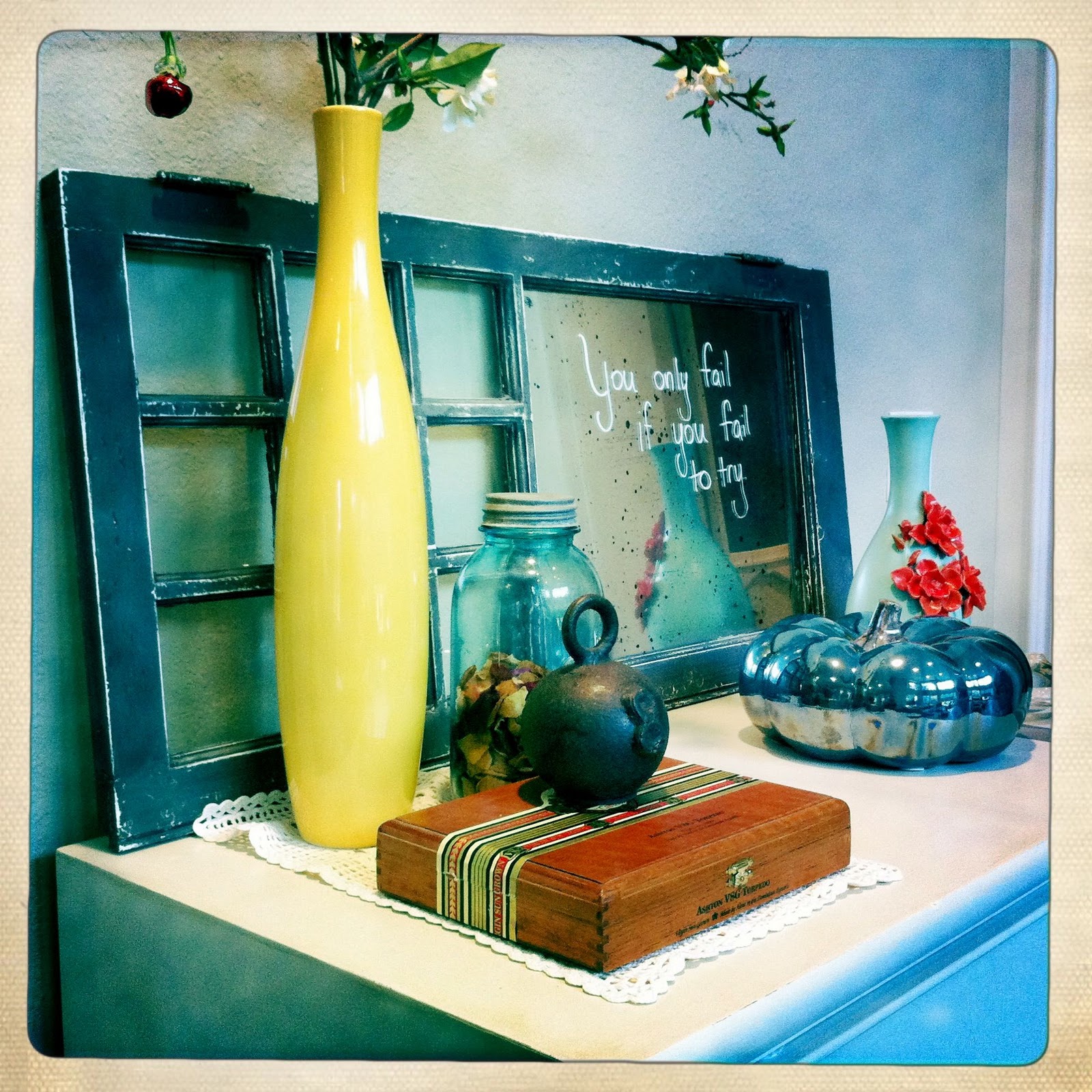 blue cedar lane Mercury Glass Chalkboard Tutorial