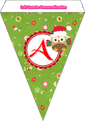 Banderines con Búhitos de Navidad. Christmas Owl Banners.