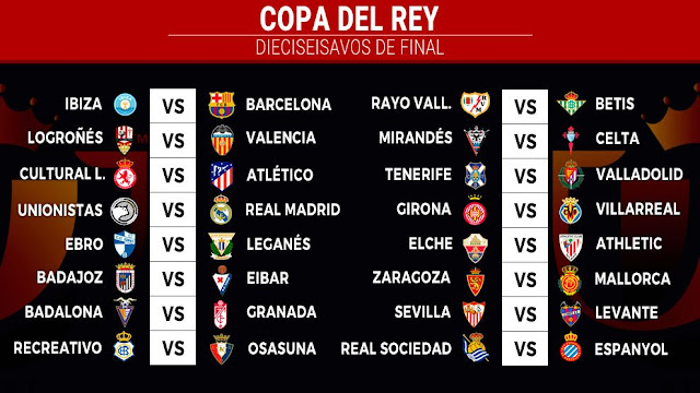 دور ال23 بكأس ملك اسبانيا ومواجهات سهلة للفرق الاولى مواجهات سهلة لبرشلونة وريال مدريد بدور الـ32 بكأس ملك إسبانيا