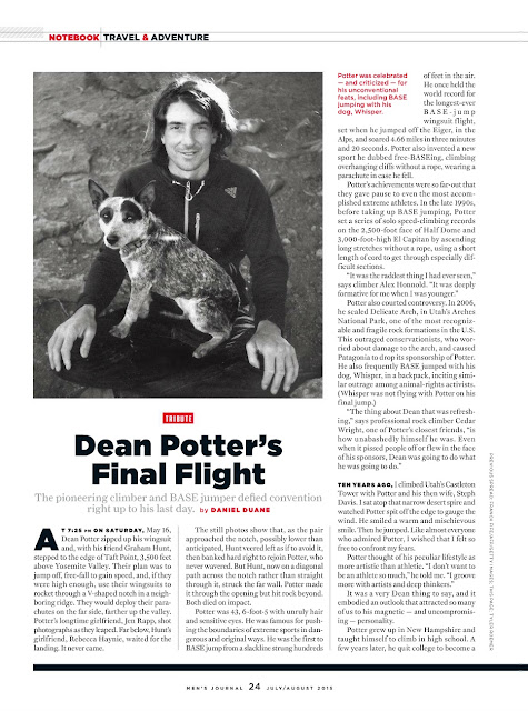 Men's Journal article on Dean Potter's final flight. 