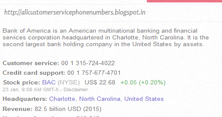 bank of america 24 hour customer service international