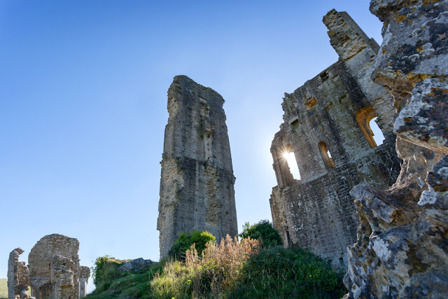 Corfe Castle ruins in the Isle of Purbeck, Dorset