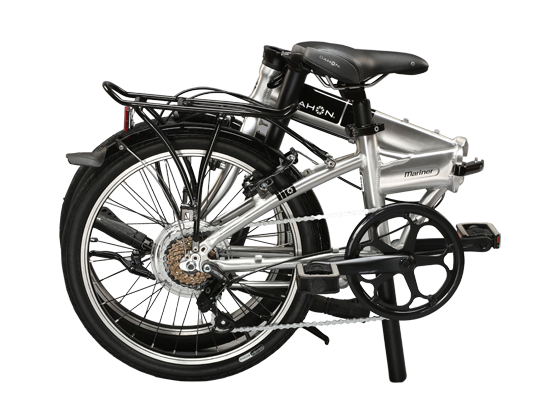 Dahon Mariner D7 Folding Bike, picture of folded bike, folds in just 15 seconds, compact & lightweight