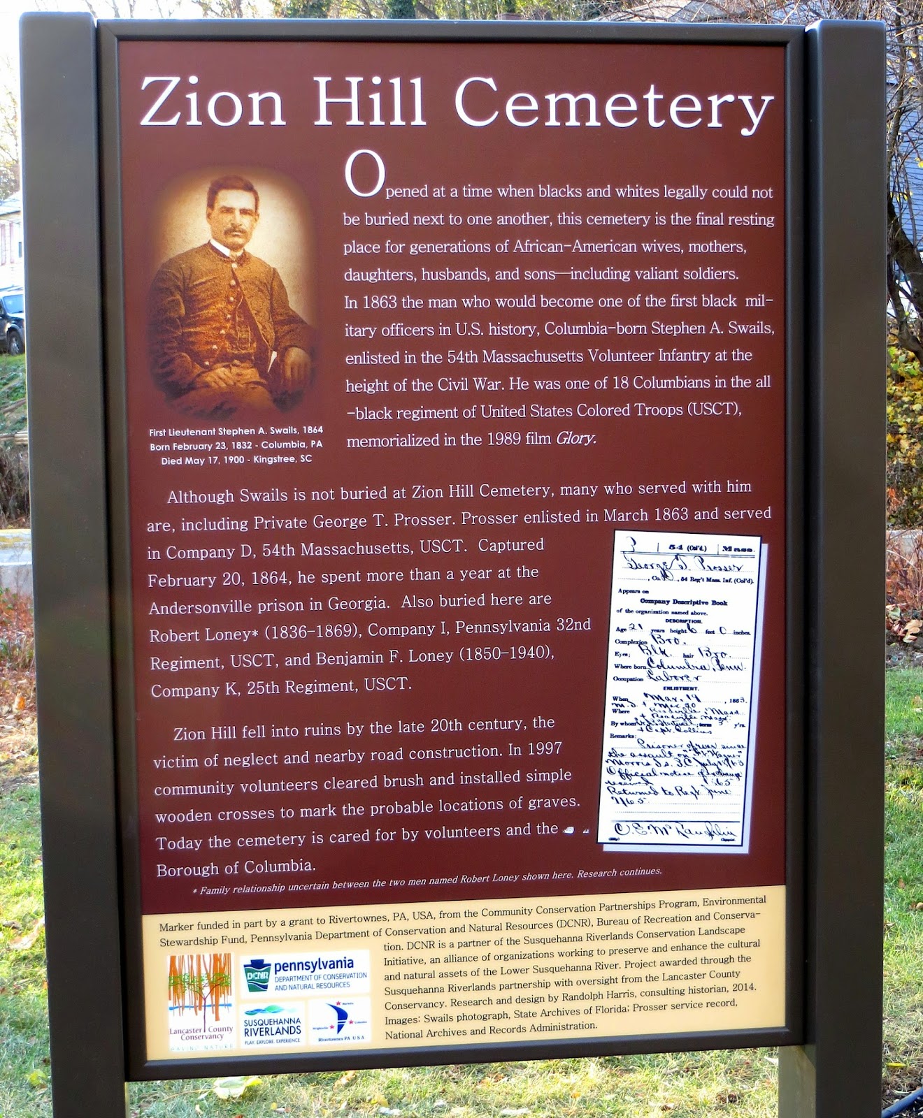 COLUMBIA SPY Zion Hill signage dedicated