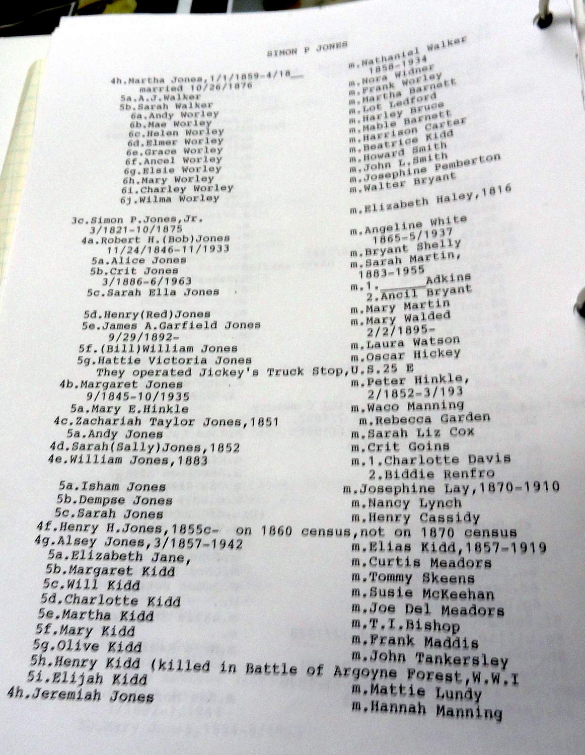 The Jones Family of Whitley County The Genealogy of the Jones