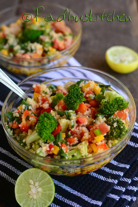 Easy Couscous Salad-Vegetable Couscous Salad Recipe | Padhuskitchen