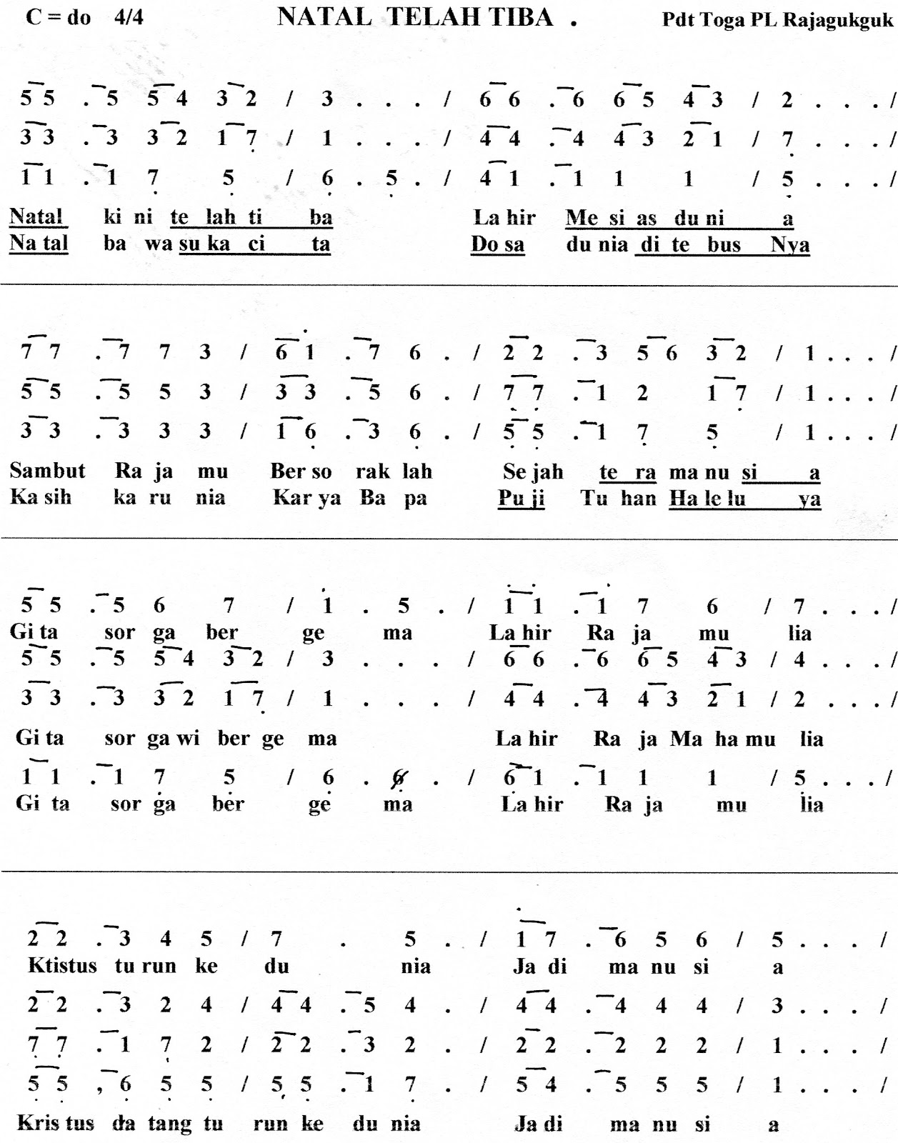 The ROMP Family: 30+ Ide Partitur Not Angka Lagu Satb Natal