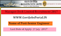 Mazagon Dock Limited Recruitment 2017– 30 Executive Trainee, Senior Engineer