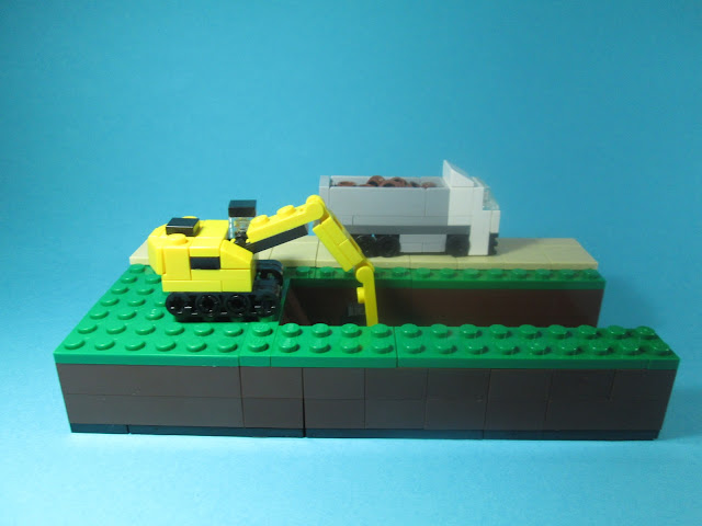 MOC LEGO - construção camião e escavadora em micro escala