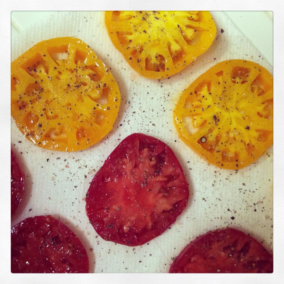 Haute + Heirloom PBLT's Peaches, Braised Pork Belly, Heirloom Tomatoes, Mixed