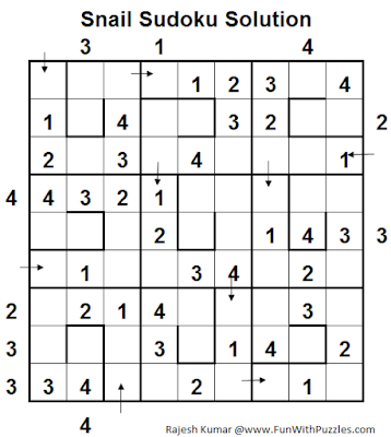 Snail Sudoku (Logical Puzzles Series #6) Solution