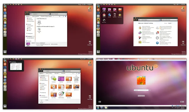 ubuntu, skin pack 12.10, Quantal Quetzal, Ubuntu skin pack for windows 7