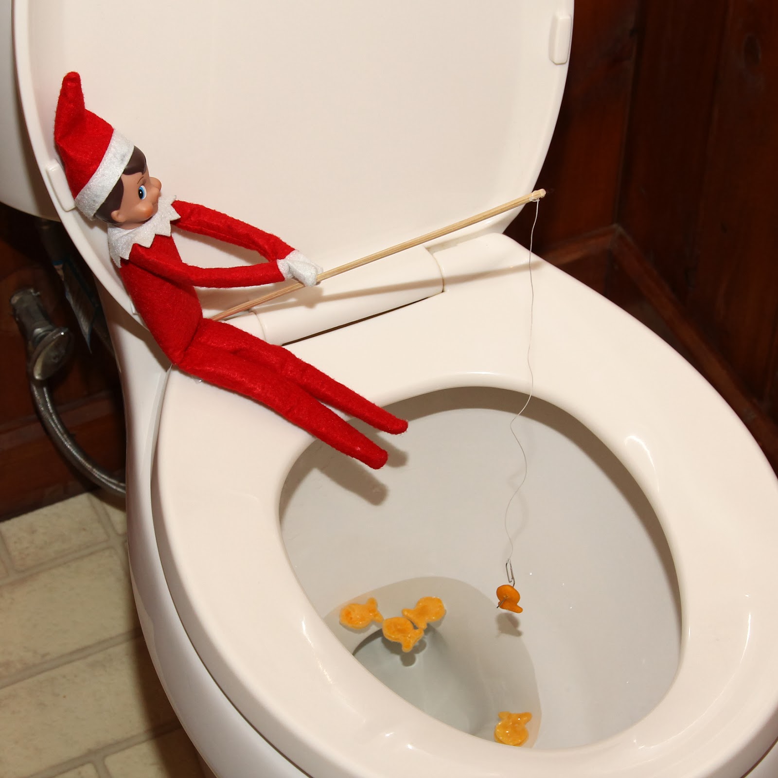 Gummy Bears and Pony Tails Elf Fishing in Toilet
