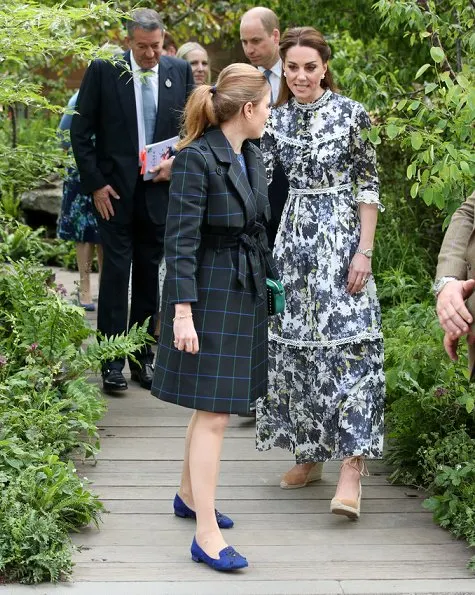 Kate Middleton, The Duchess of Cambridge, wore Erdem Shebah floral cotton-silk gown. Queen Elizabeth