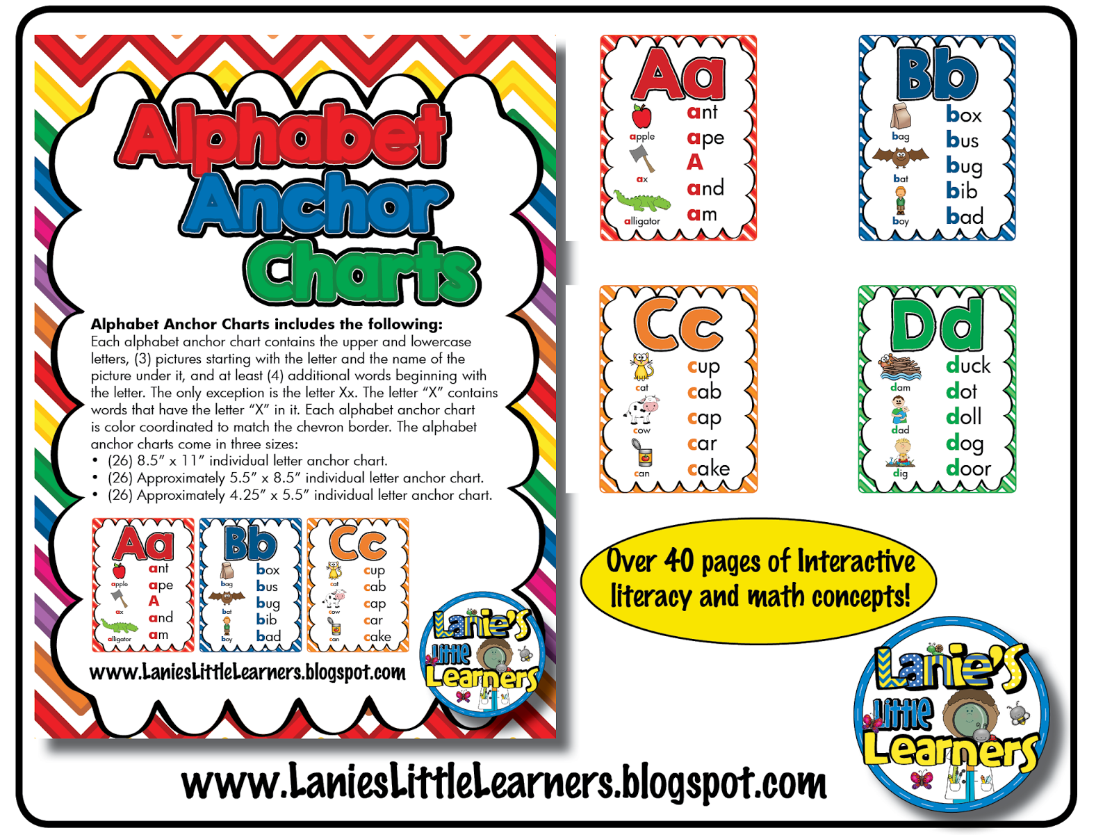 Lanies Little Learners Alphabet Anchor Charts Letter Printables