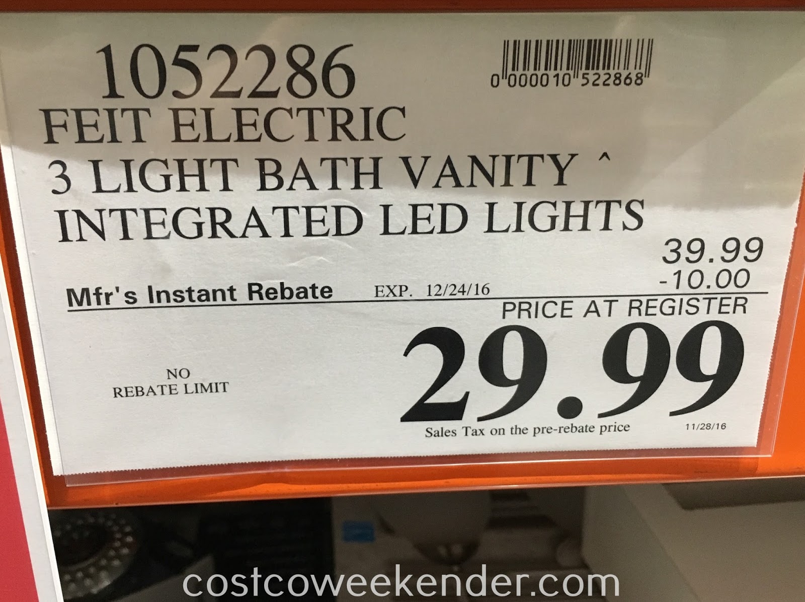 Feit Electric LED Vanity Fixture Costco Weekender