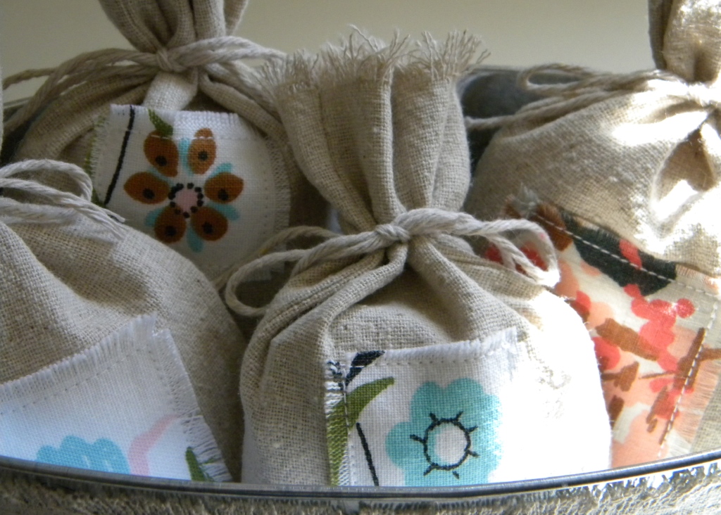 homework Sew and Tell fabric party favor bags