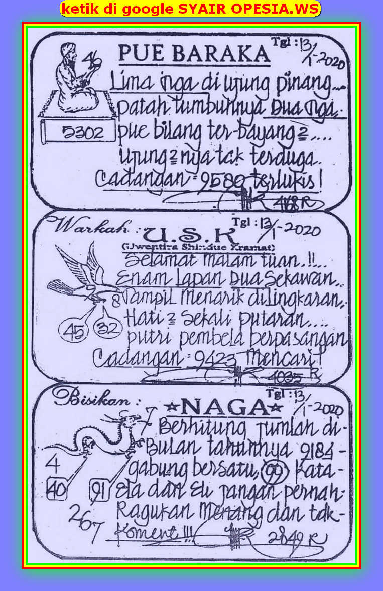 1 New Message Kode Syair Singapore 13 Januari 2020 Forum Syair Togel Hongkong Singapura Sydney