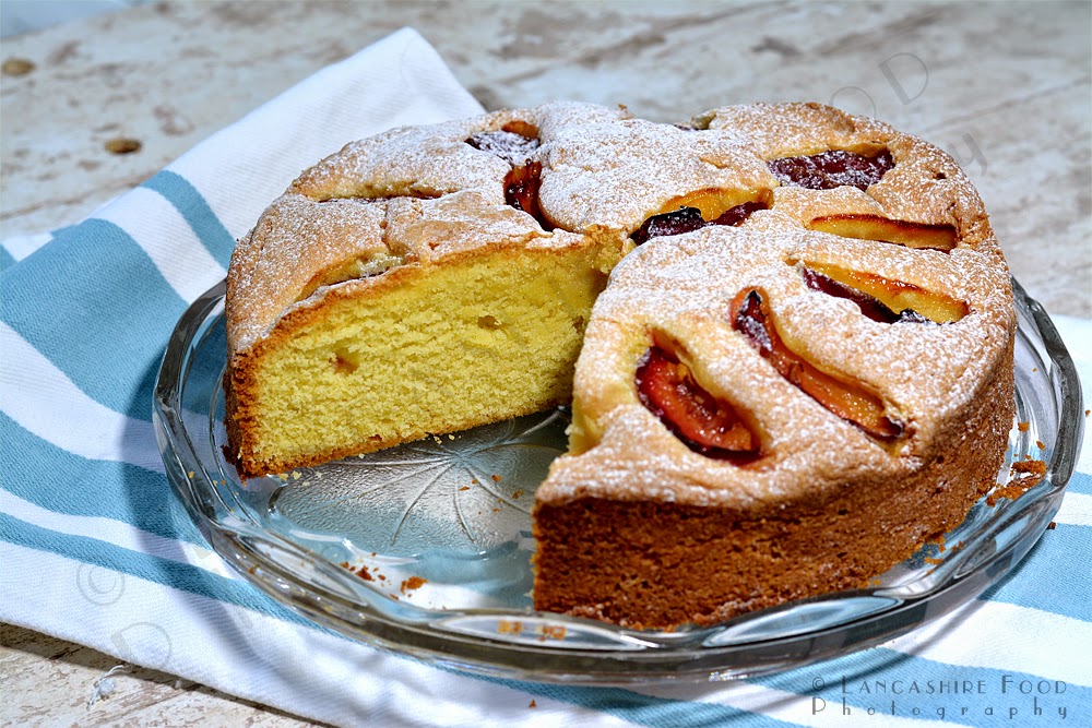 Lancashire Food Rustic plum cornmeal cake