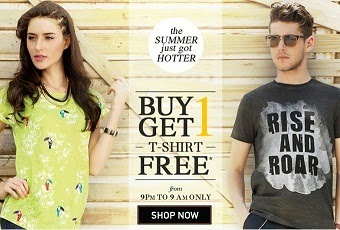 Trendin Buy 1 Get 1 Free Offer on Men’s / Women’s T-Shirts (Allen Solly, Louis Philippe, Van Heusen, Peter England, People) Start at 9 PM Today & valid till 9AM – 8th Aug’14