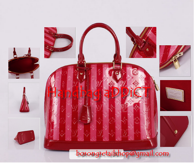 Louis Vuitton Monogram Vernis Alma M93594 Red Stripe ~ Handbag aDDict