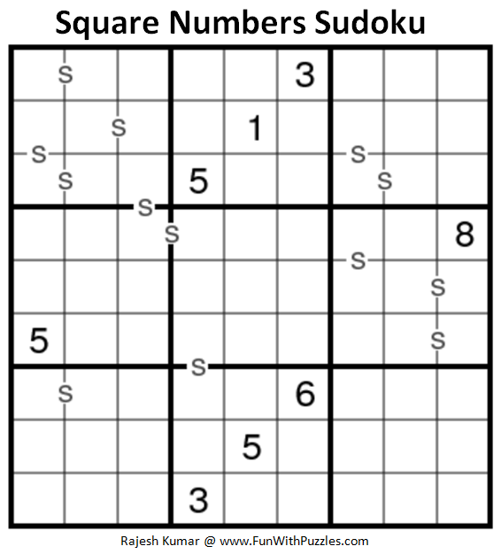 Square Numbers Sudoku Puzzle (Daily Sudoku League #198)