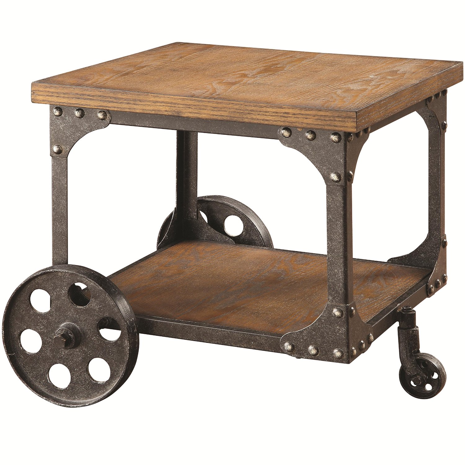 Modern Industrial Warehouse & Railroad Cart Coffee Tables with Caster Wheels