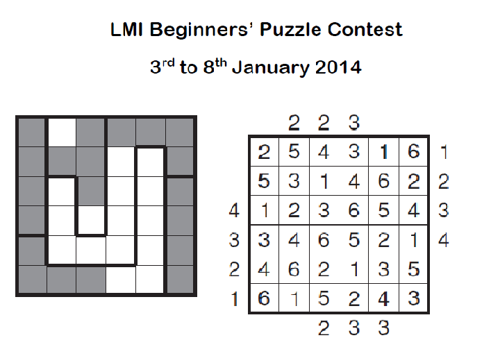 LMI Beginners Puzzle Contest January 2014 on 3-8 Jan 2014