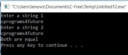 All C Programs: Program 191:To Compare 2 strings using Pointers