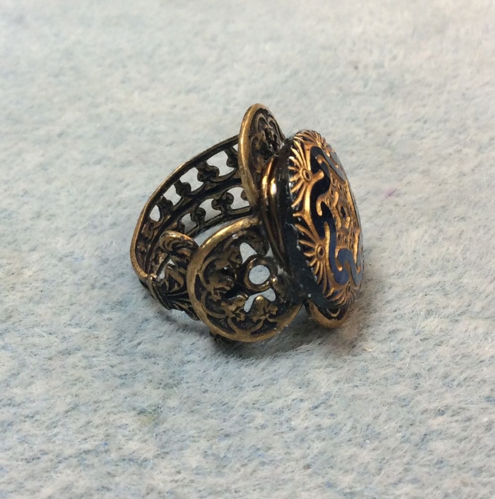 Midnight Kat Productions Art Jewelry Vintage Button Rings