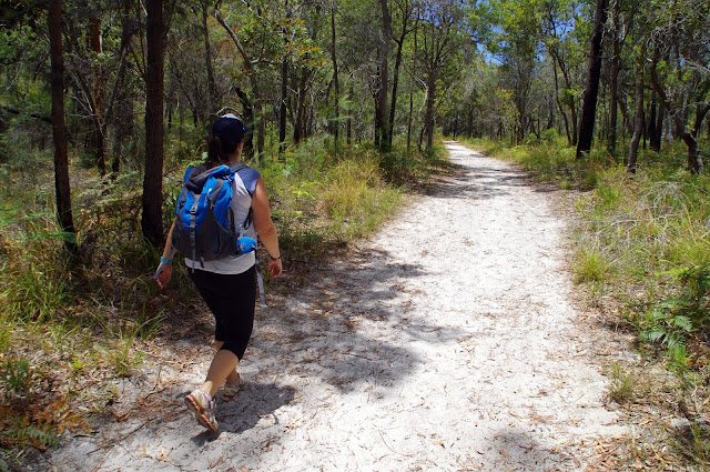 Girl walking on Stradbroke Island Girl walking on Stradbroke Island
