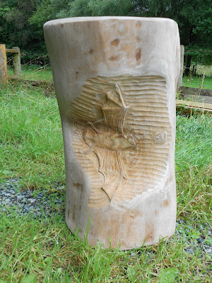Natterer's bat carving in oak wood