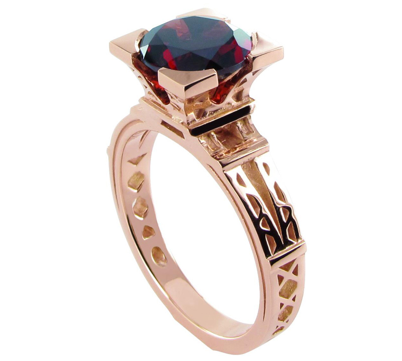 garnet and rose gold ring